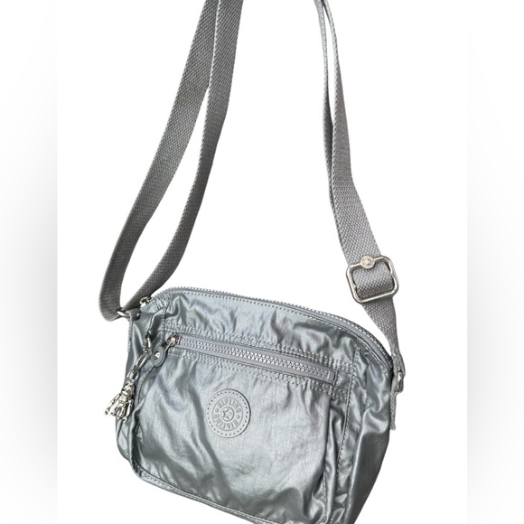 Kipling Sebastian Metallic Adjustable Crossbody Bag With Monkey Keychain - Picture 1 of 11